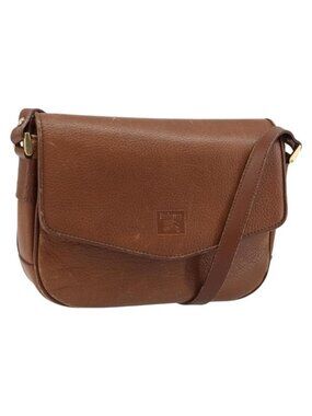 Authentic Burberrys Shoulder Bag Leather Brown Gold